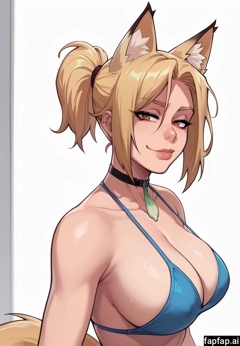 1girl, breasts, animal ears, solo, used condom, fox ears