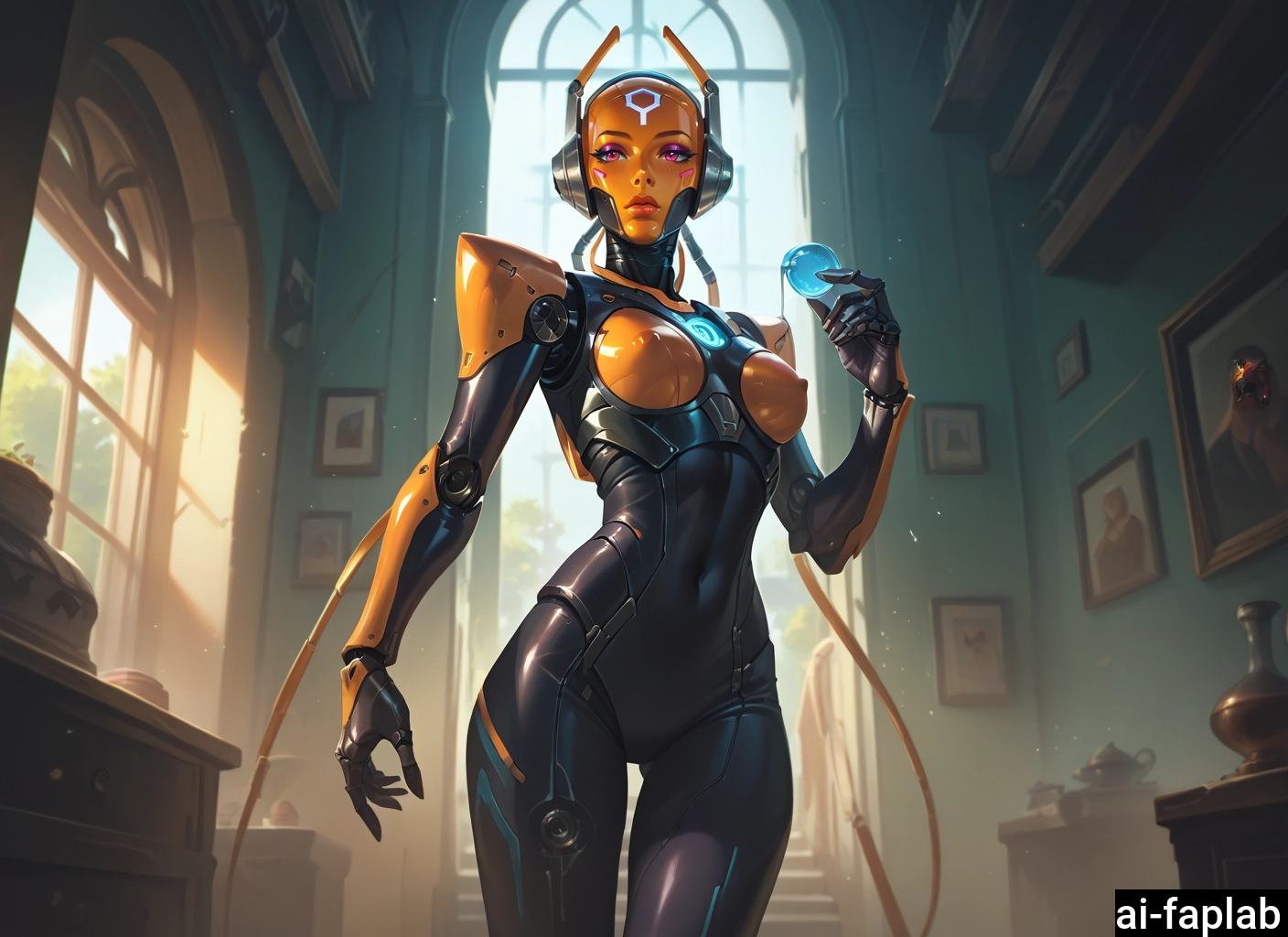 1girl, solo, breasts, indoors, medium breasts, purple eyes