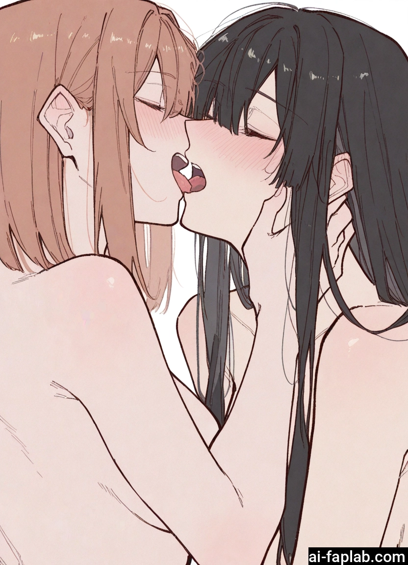 multiple girls, 2girls, yuri, closed eyes, long hair, kiss · Yamete.gg