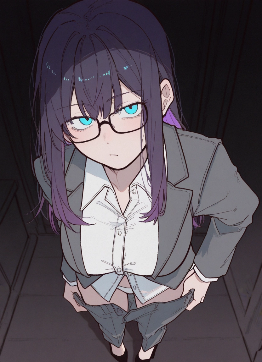 1girl, underwear, panties, glasses, solo, breasts · Yamete.gg