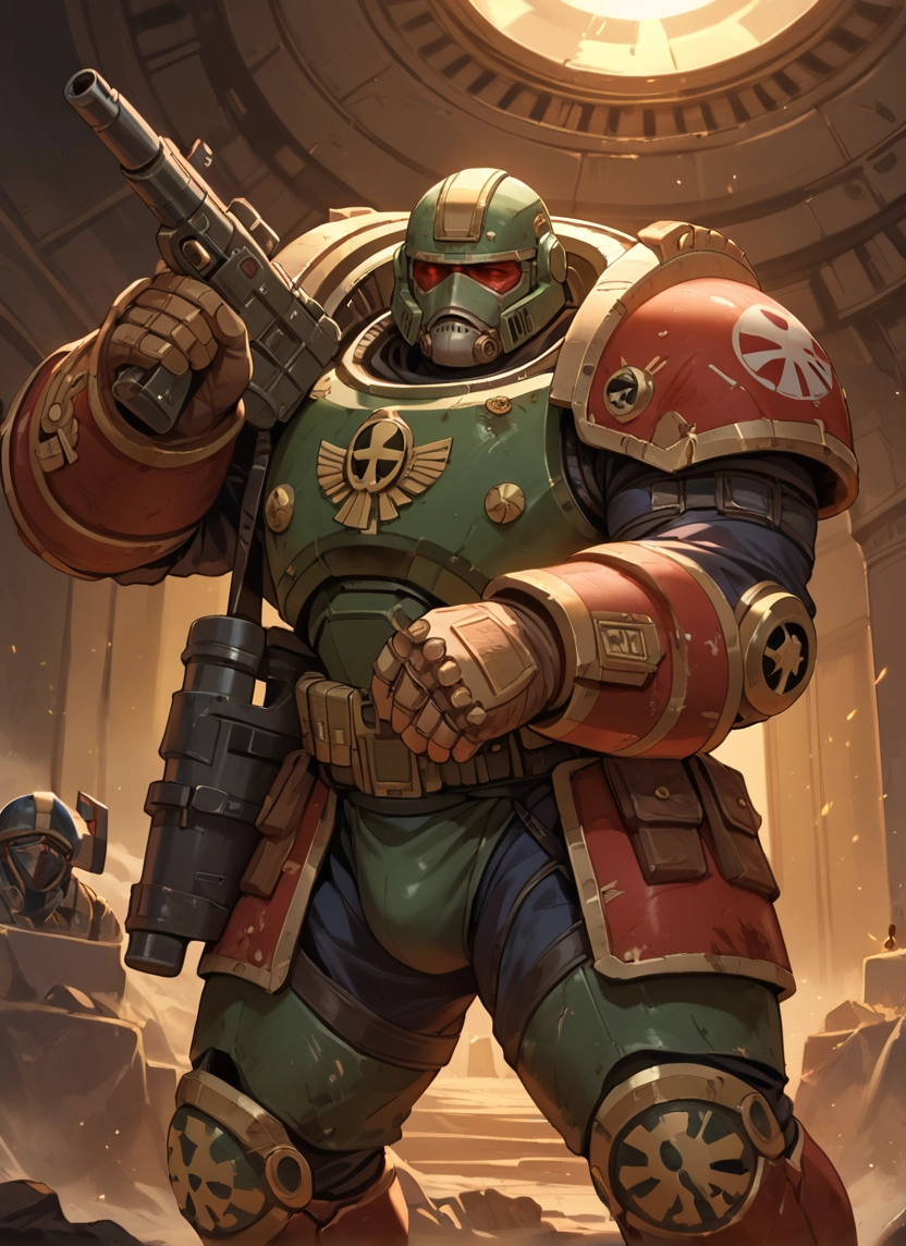 weapon, gun, armor, helmet, holding weapon, bulge · Yamete.gg
