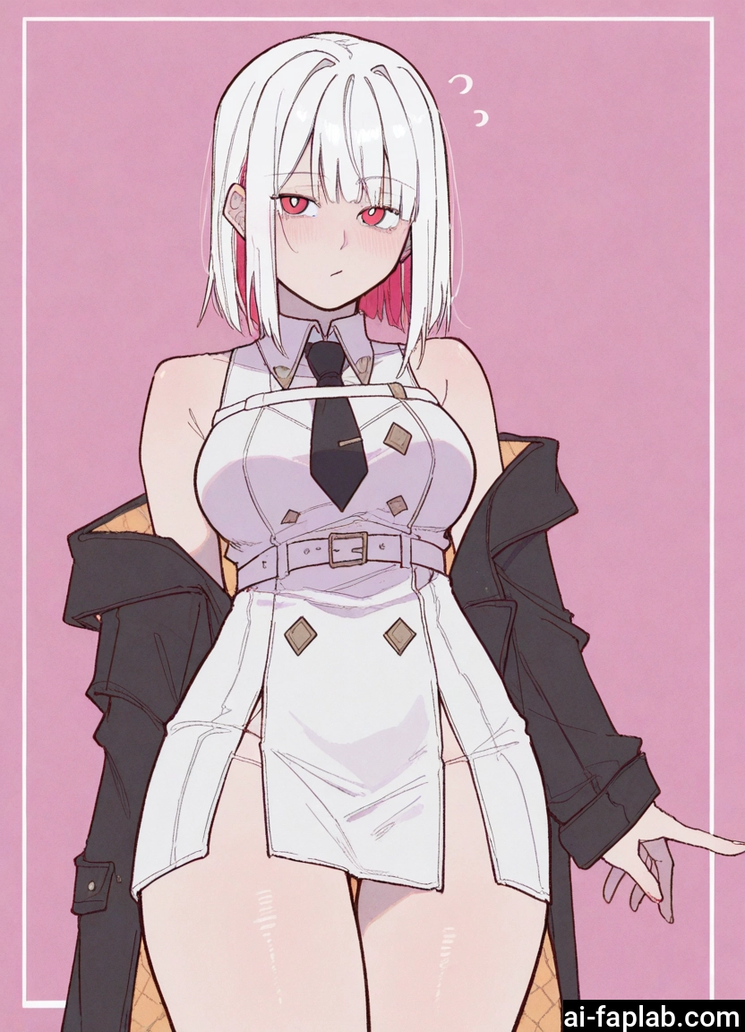 1girl, solo, necktie, white hair, sleeveless, multicolored hair