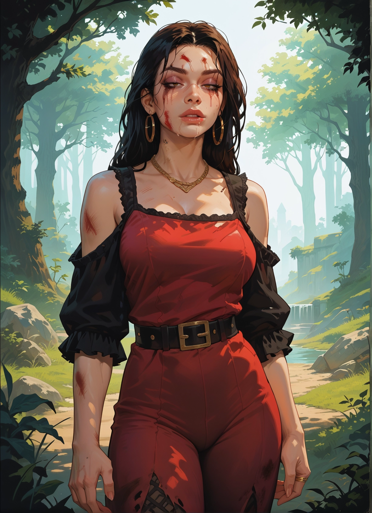 1girl, jewelry, earrings, solo, breasts, dress · Yamete.gg