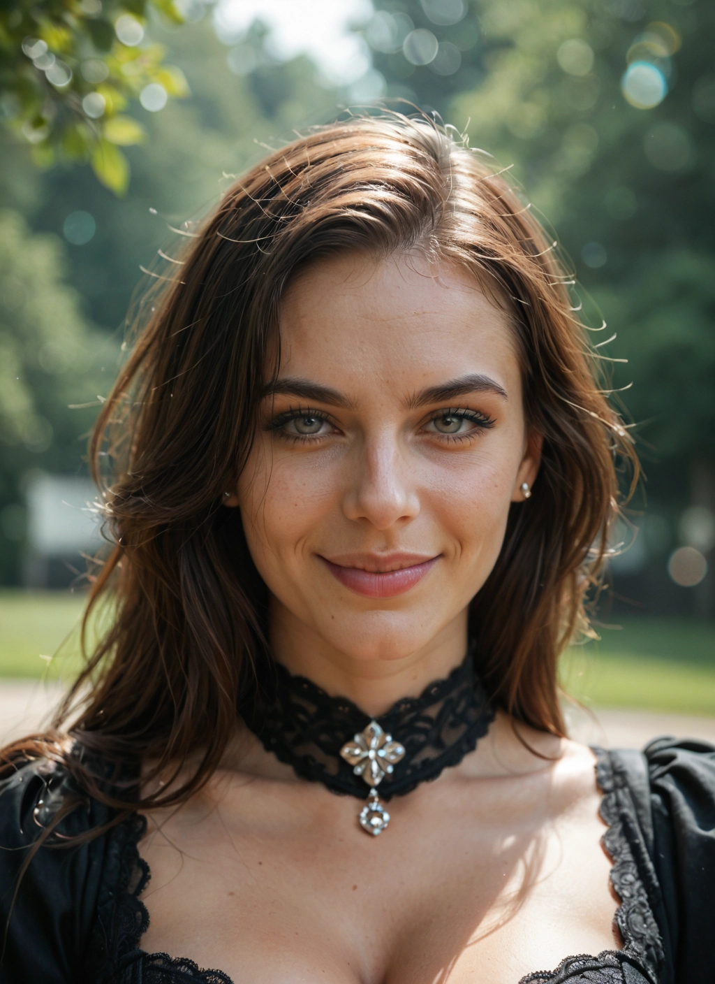1girl, solo, jewelry, breasts, cleavage, looking at viewer · Yamete.gg