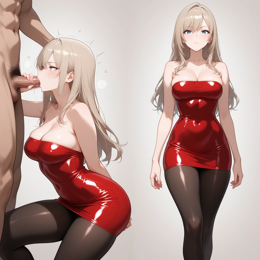 1girl, breasts, pantyhose, dress, 1boy, long hair