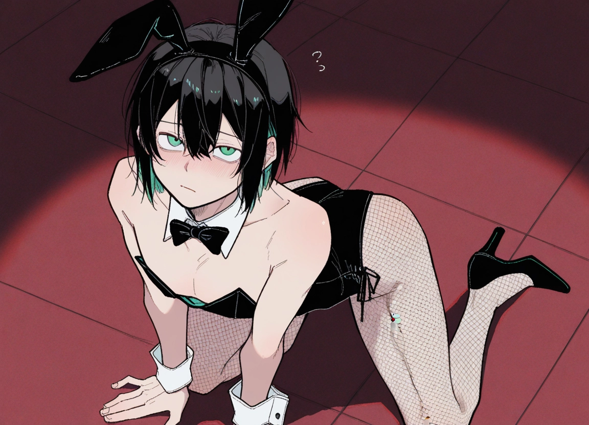 animal ears, rabbit ears, 1boy, male focus, fishnets, playboy bunny · Yamete.gg