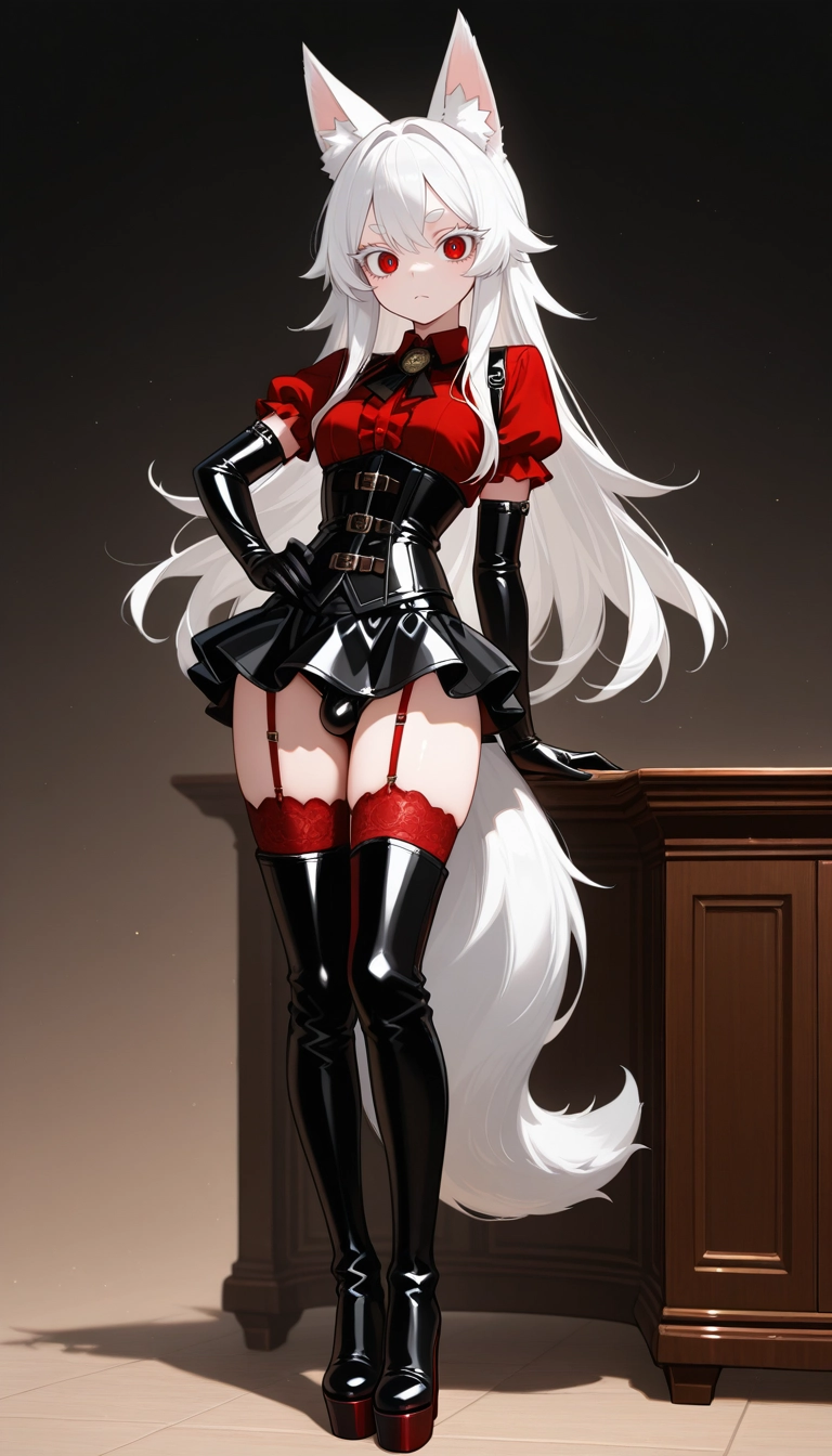 1girl, solo, gloves, thighhighs, white hair, boots · Yamete.gg