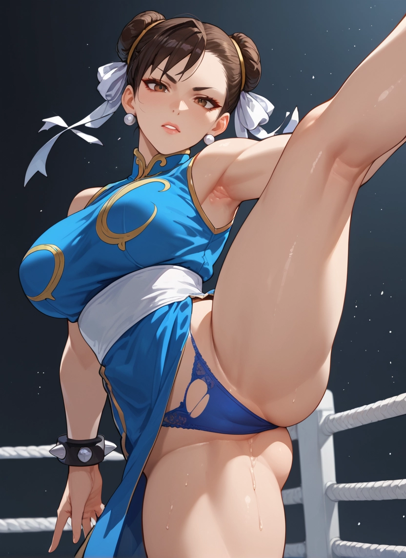 1girl, underwear, breasts, jewelry, double bun, panties · Yamete.gg