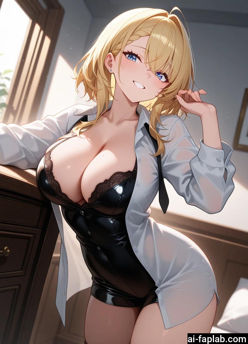breasts, 1girl, blonde hair, blue eyes, large breasts, smile · Yamete.gg