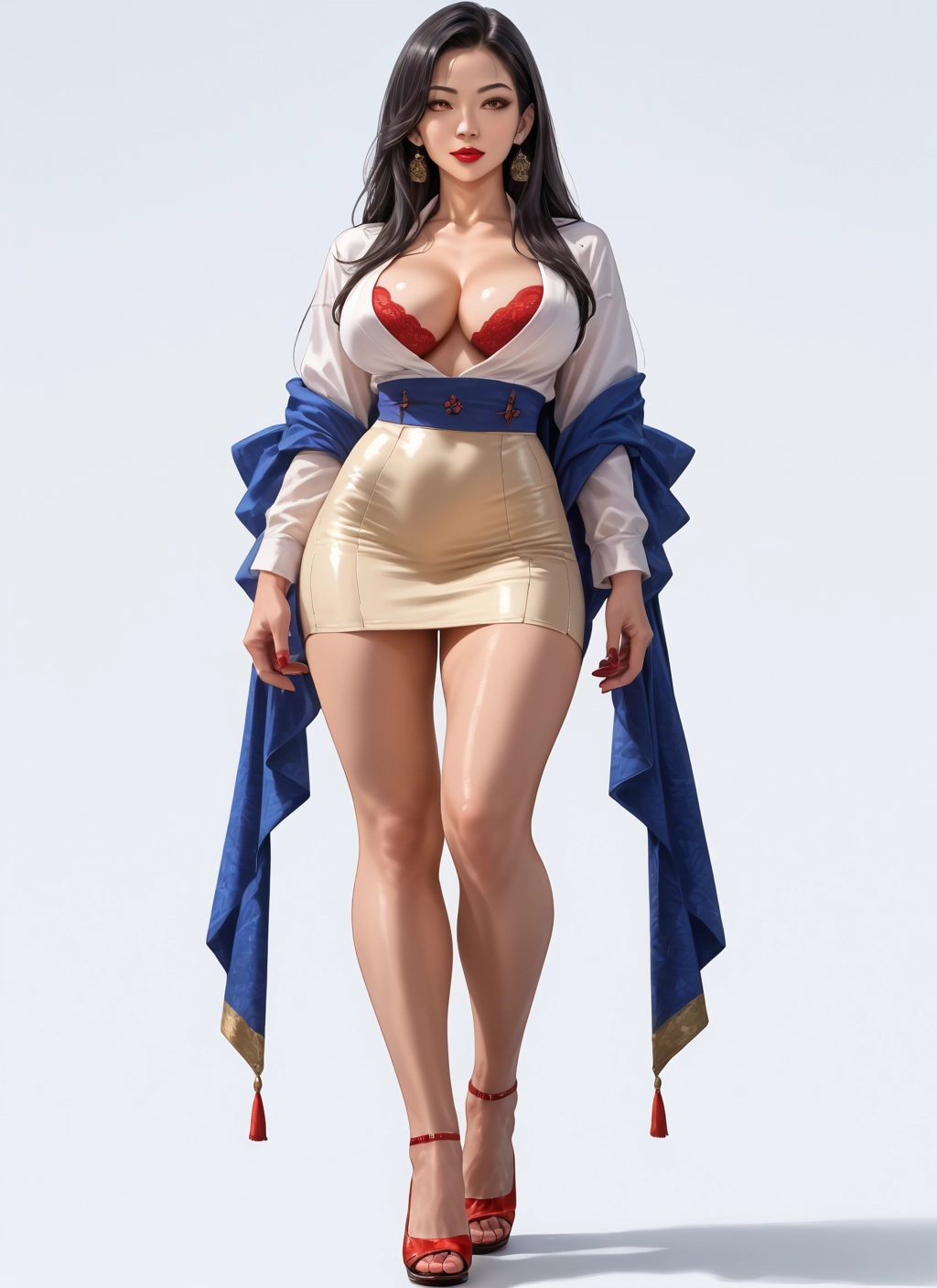 1girl, breasts, underwear, bra, jewelry, earrings · Yamete.gg