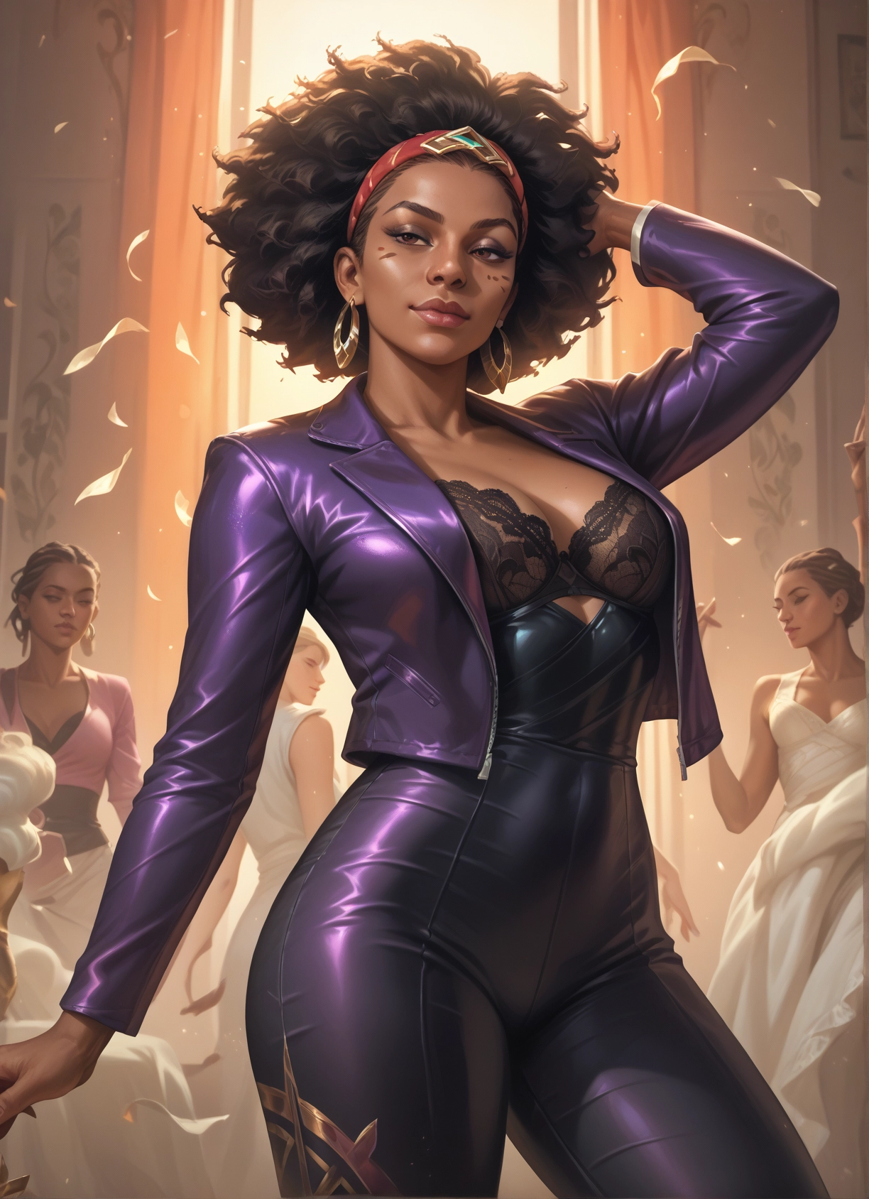 multiple girls, breasts, dark skin, jewelry, dark-skinned female, earrings · Yamete.gg