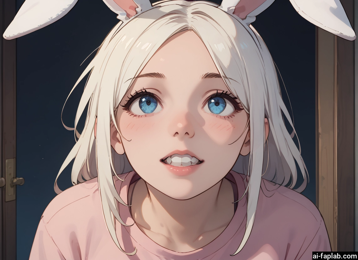 1girl, animal ears, rabbit ears, blue eyes, solo, teeth · Yamete.gg