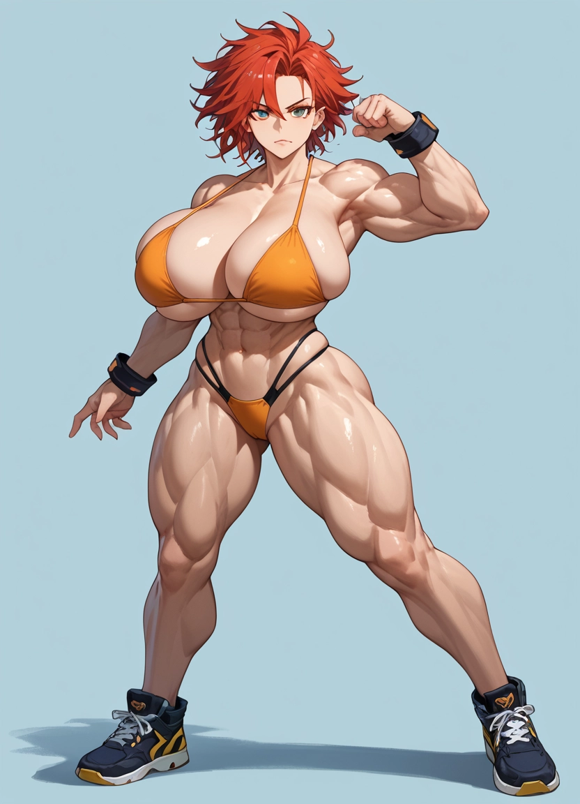 1girl, breasts, swimsuit, bikini, muscular, muscular female