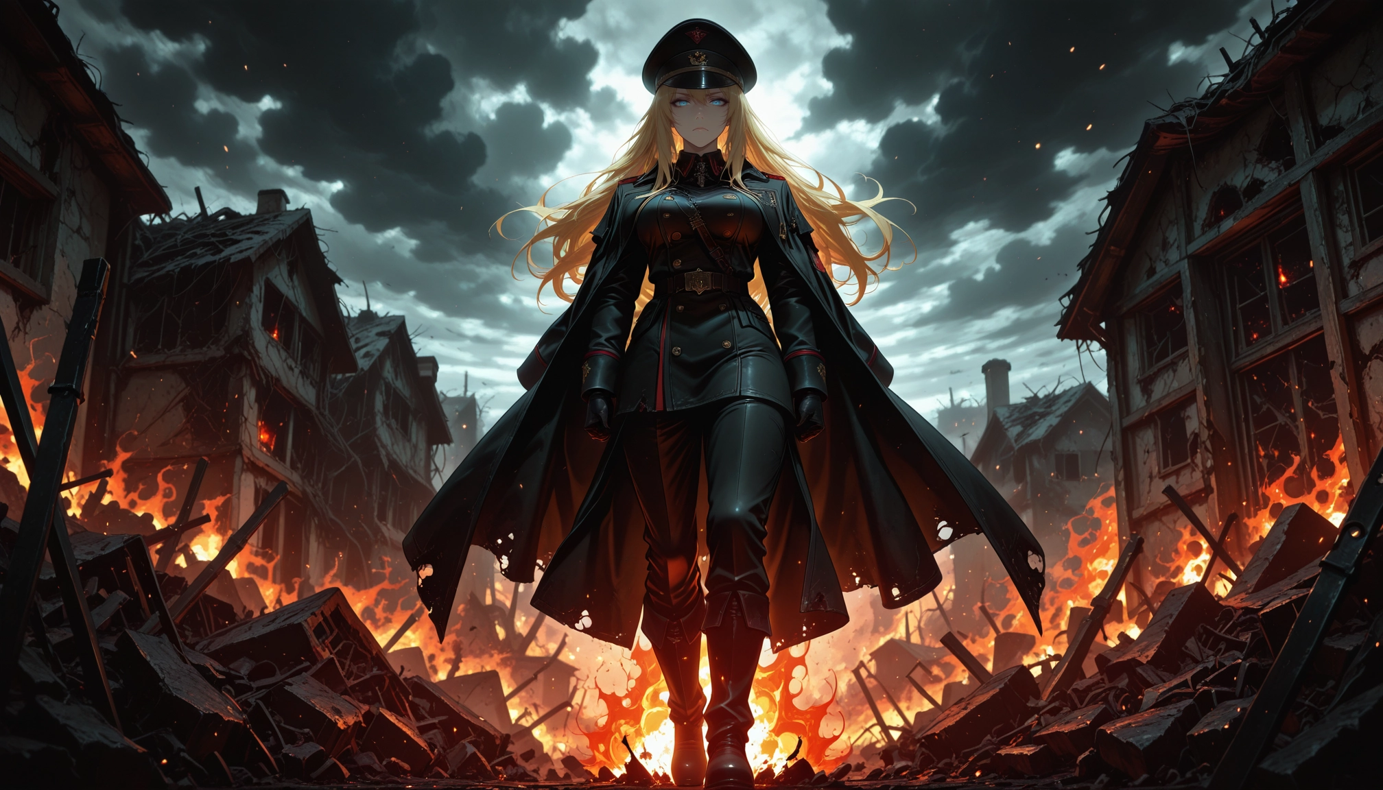 1girl, hat, long hair, blonde hair, uniform, solo · Yamete.gg