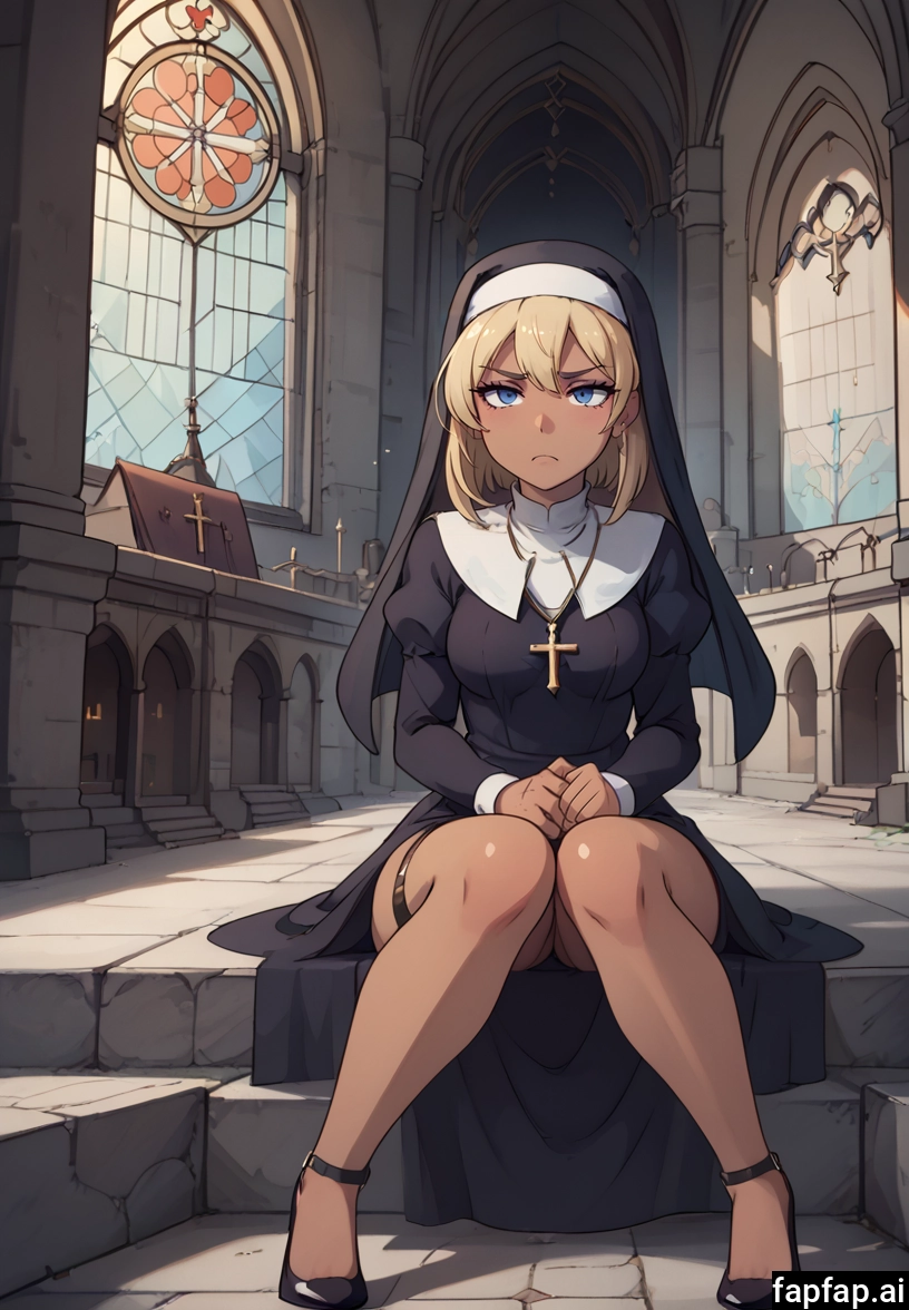 1girl, solo, blonde hair, church, blue eyes, sitting · Yamete.gg
