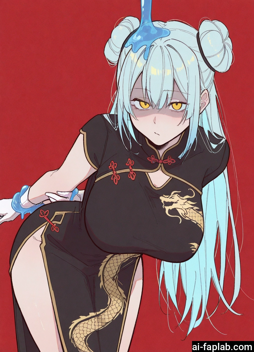 1girl, breasts, dress, chinese clothes, china dress, double bun · Yamete.gg