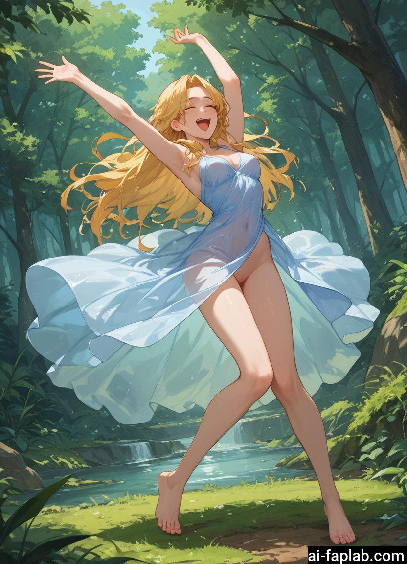 1girl, blonde hair, long hair, barefoot, breasts, closed eyes · Yamete.gg