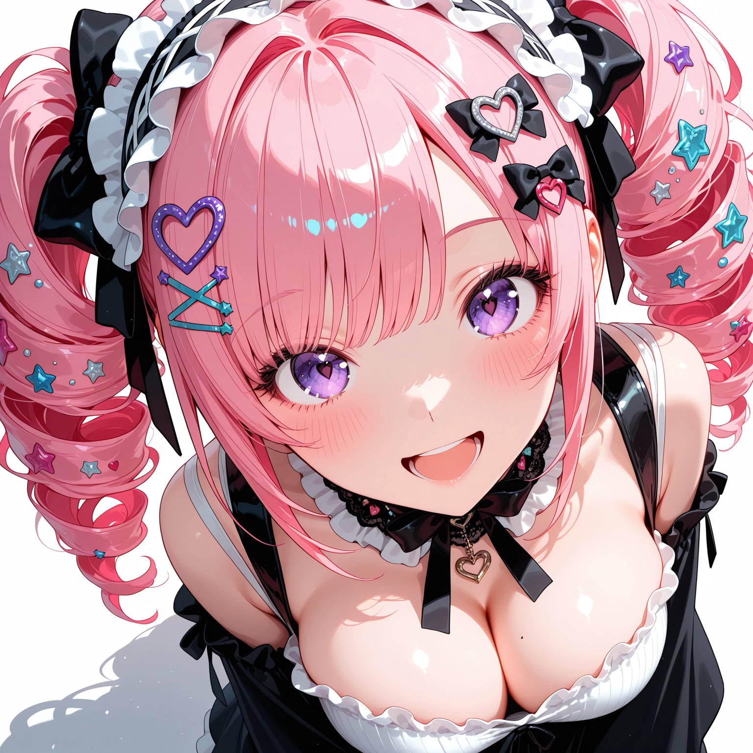 1girl, breasts, hair ornament, solo, heart, looking at viewer · Yamete.gg