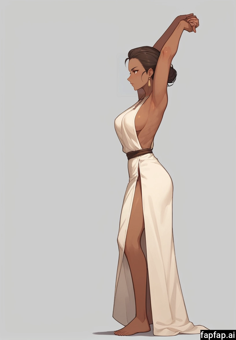 1girl, solo, breasts, dark skin, barefoot, sideboob