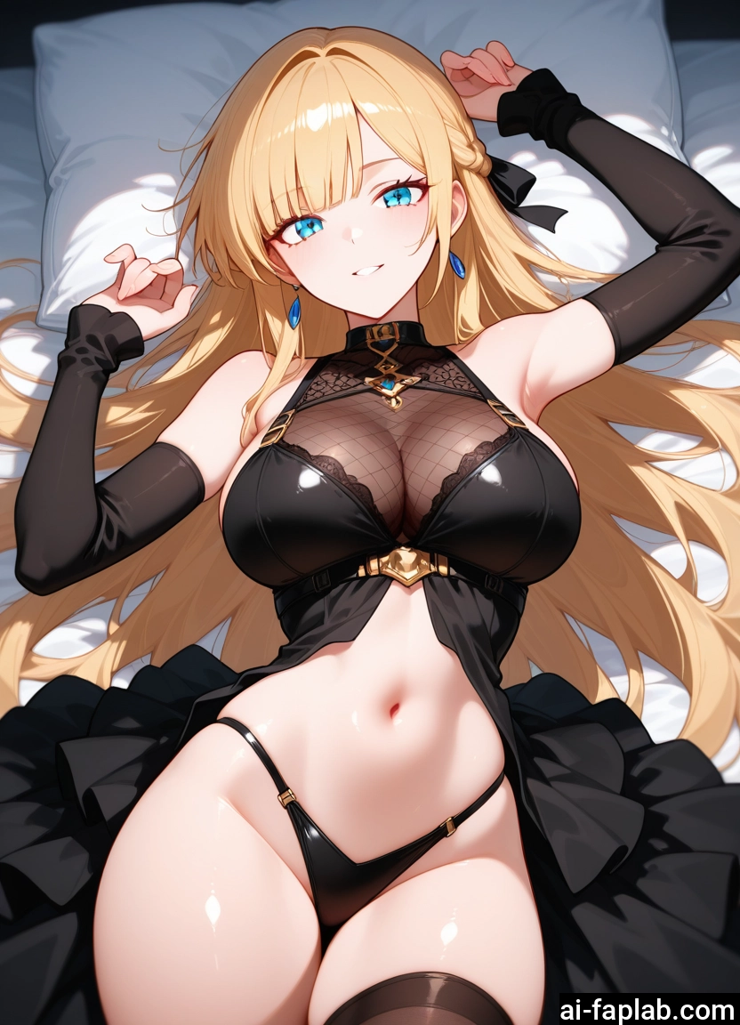 1girl, breasts, long hair, blonde hair, navel, large breasts · Yamete.gg