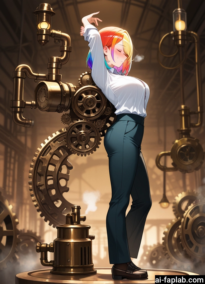 1girl, breasts, closed eyes, solo, shirt, multicolored hair