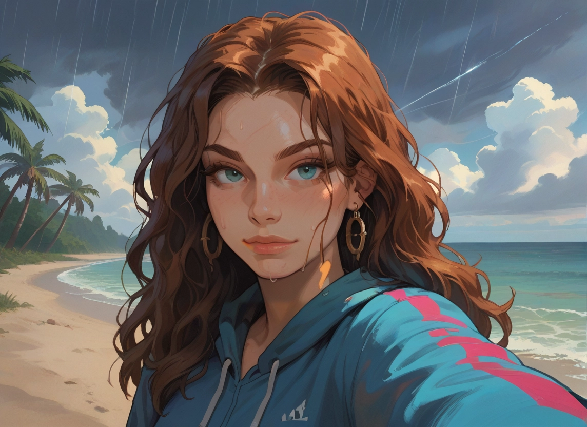 1girl, hood, solo, earrings, jewelry, outdoors · Yamete.gg