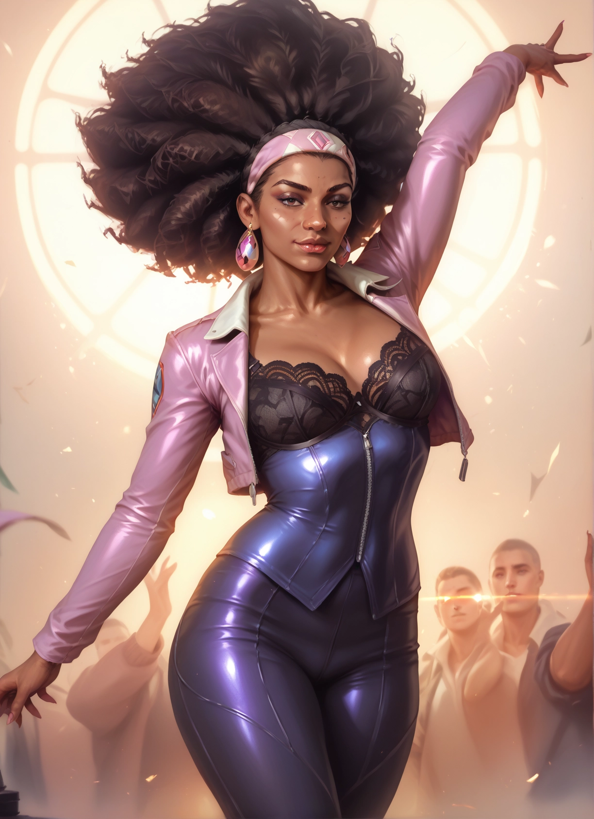 1girl, breasts, dark skin, jewelry, earrings, dark-skinned female · Yamete.gg