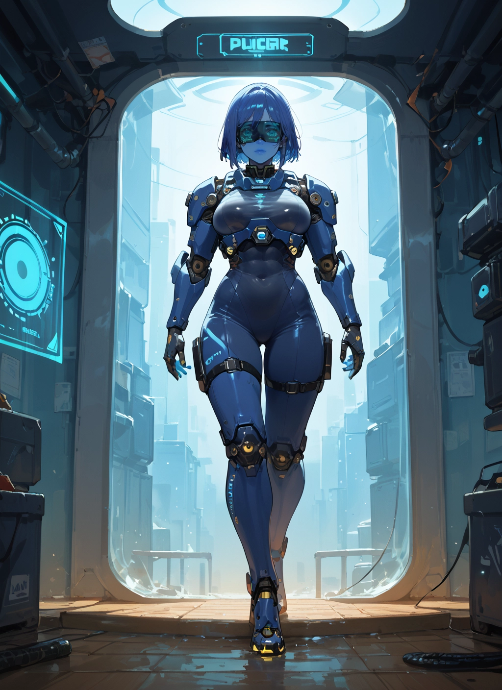 1girl, solo, breasts, bodysuit, short hair, goggles · Yamete.gg