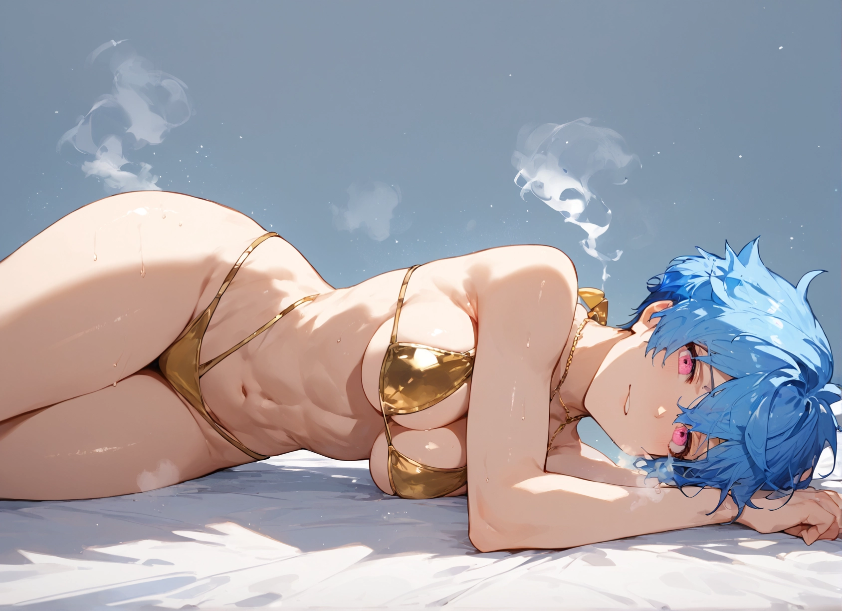 1girl, swimsuit, breasts, bikini, short hair, blue hair · Yamete.gg