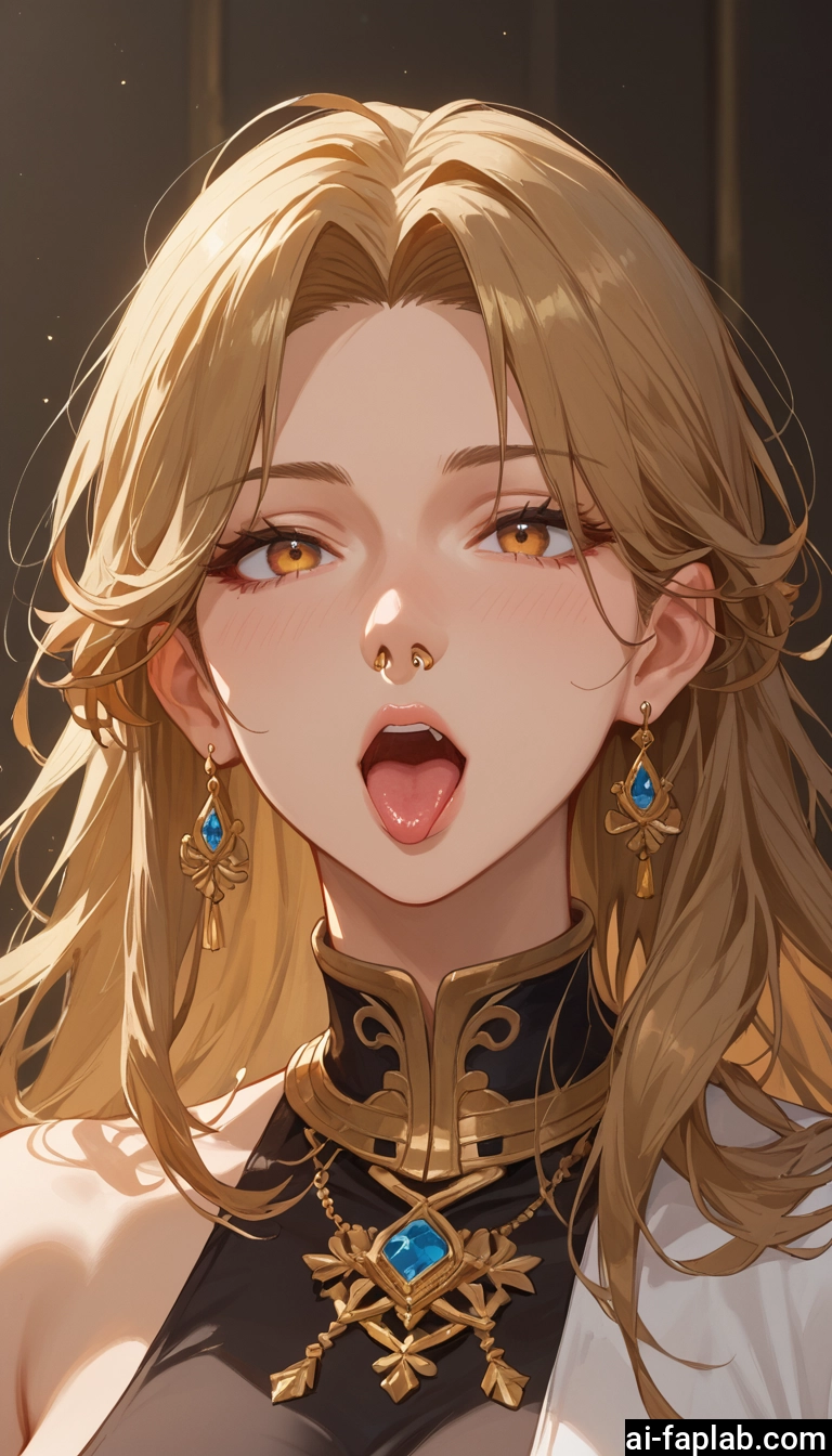 1girl, jewelry, earrings, tongue, piercing, solo · Yamete.gg