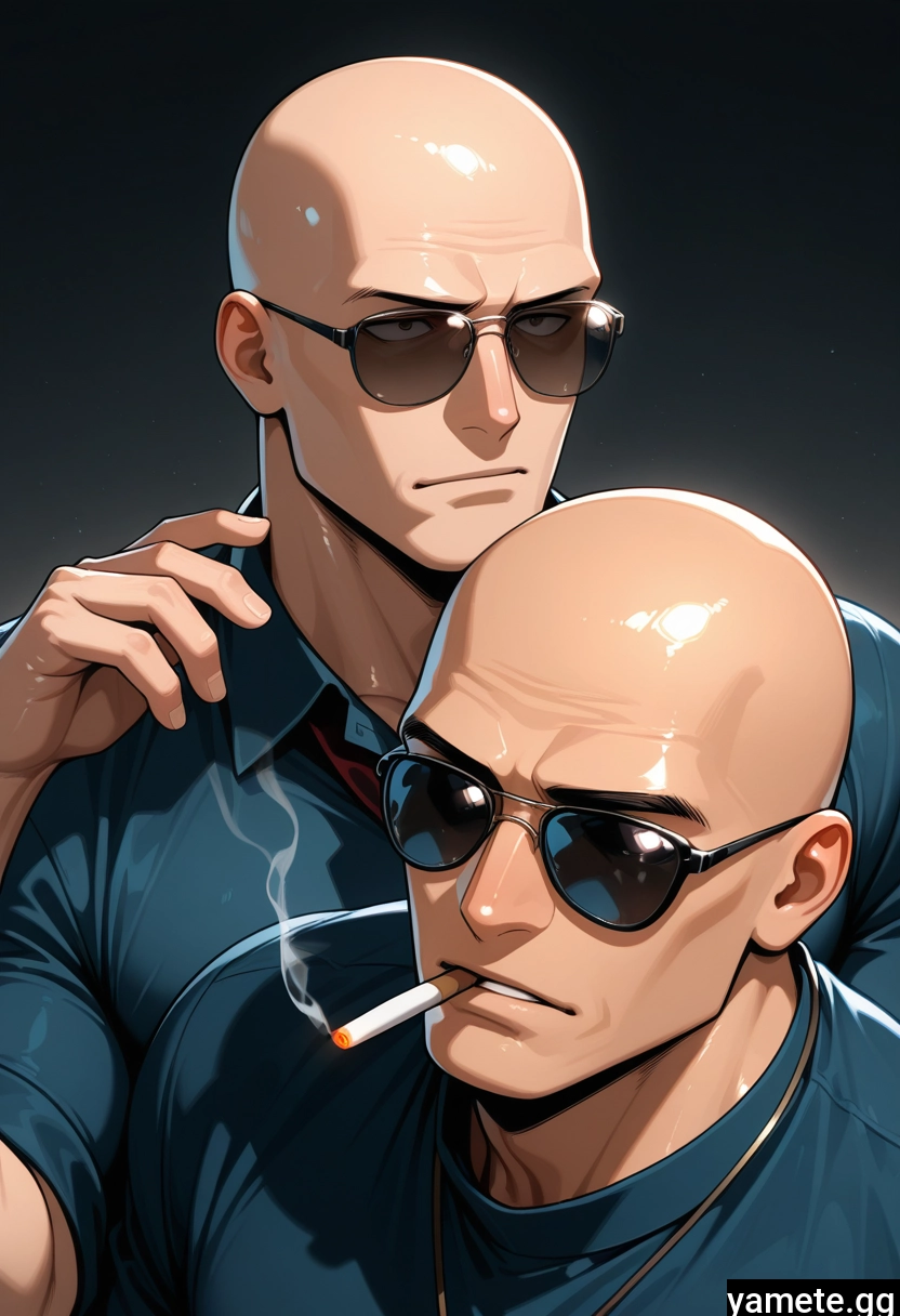 sunglasses, 2boys, male focus, shirt, multiple boys, cigarette · Yamete.gg