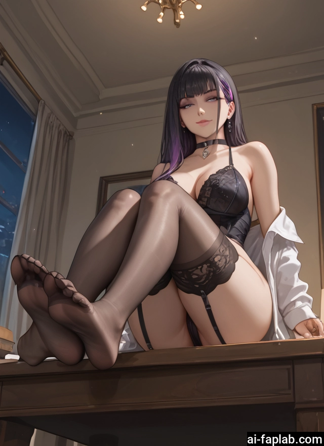 1girl, breasts, thighhighs, feet, underwear, choker · Yamete.gg