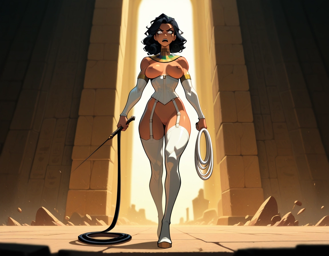 1girl, breasts, solo, black hair, dark-skinned female, thighhighs · Yamete.gg