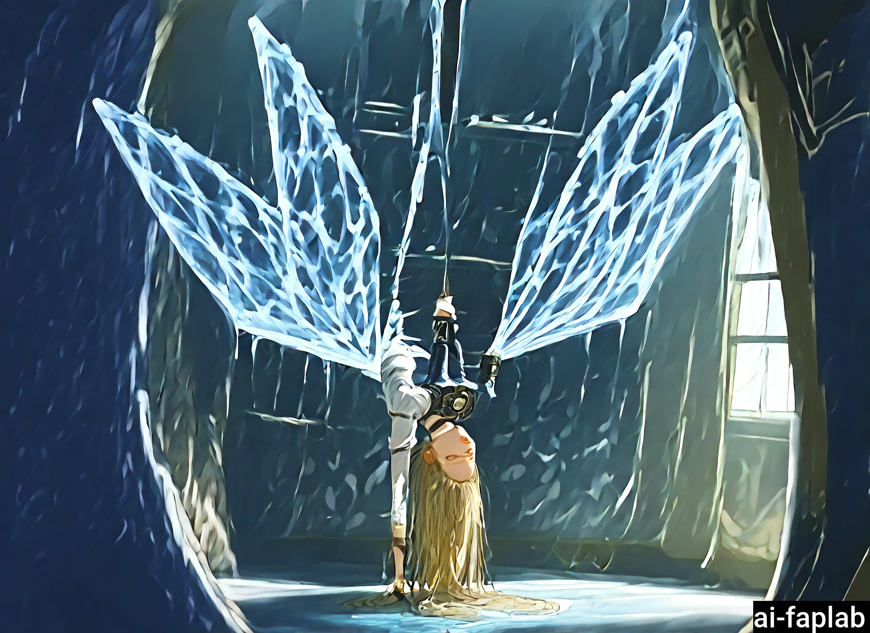 ice, 1girl, long hair, window, blonde hair, solo · Yamete.gg