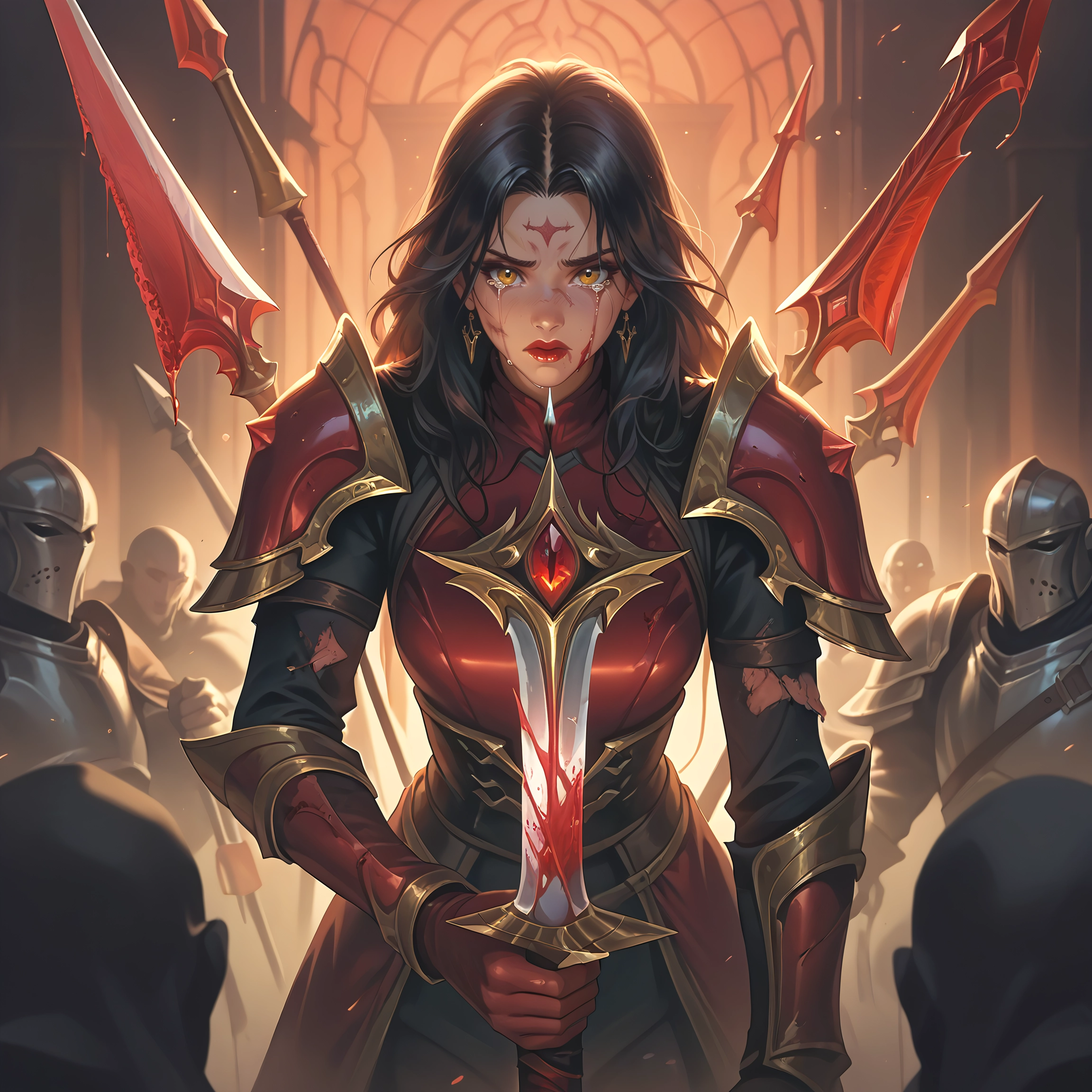 weapon, armor, 1girl, jewelry, sword, polearm · Yamete.gg