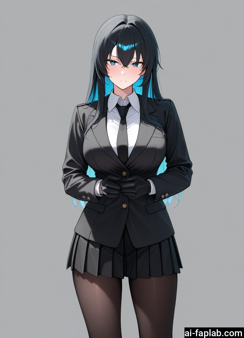 1girl, pantyhose, skirt, gloves, solo, necktie