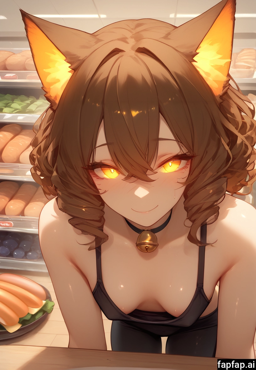 1girl, breasts, solo, bell, animal ears, brown hair · Yamete.gg