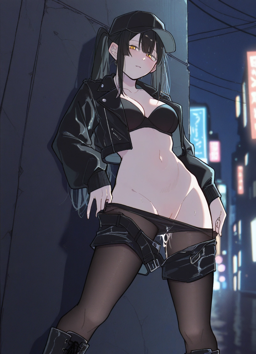 1girl, shorts, pantyhose, solo, underwear, breasts · Yamete.gg