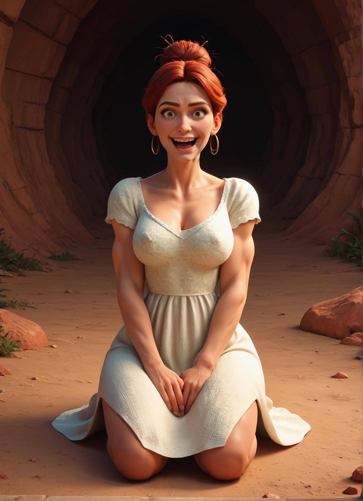 1girl, breasts, jewelry, solo, dress, earrings · Yamete.gg
