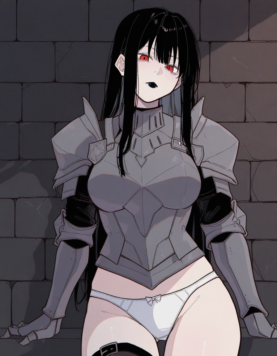 1girl, underwear, panties, red eyes, armor, long hair · Yamete.gg
