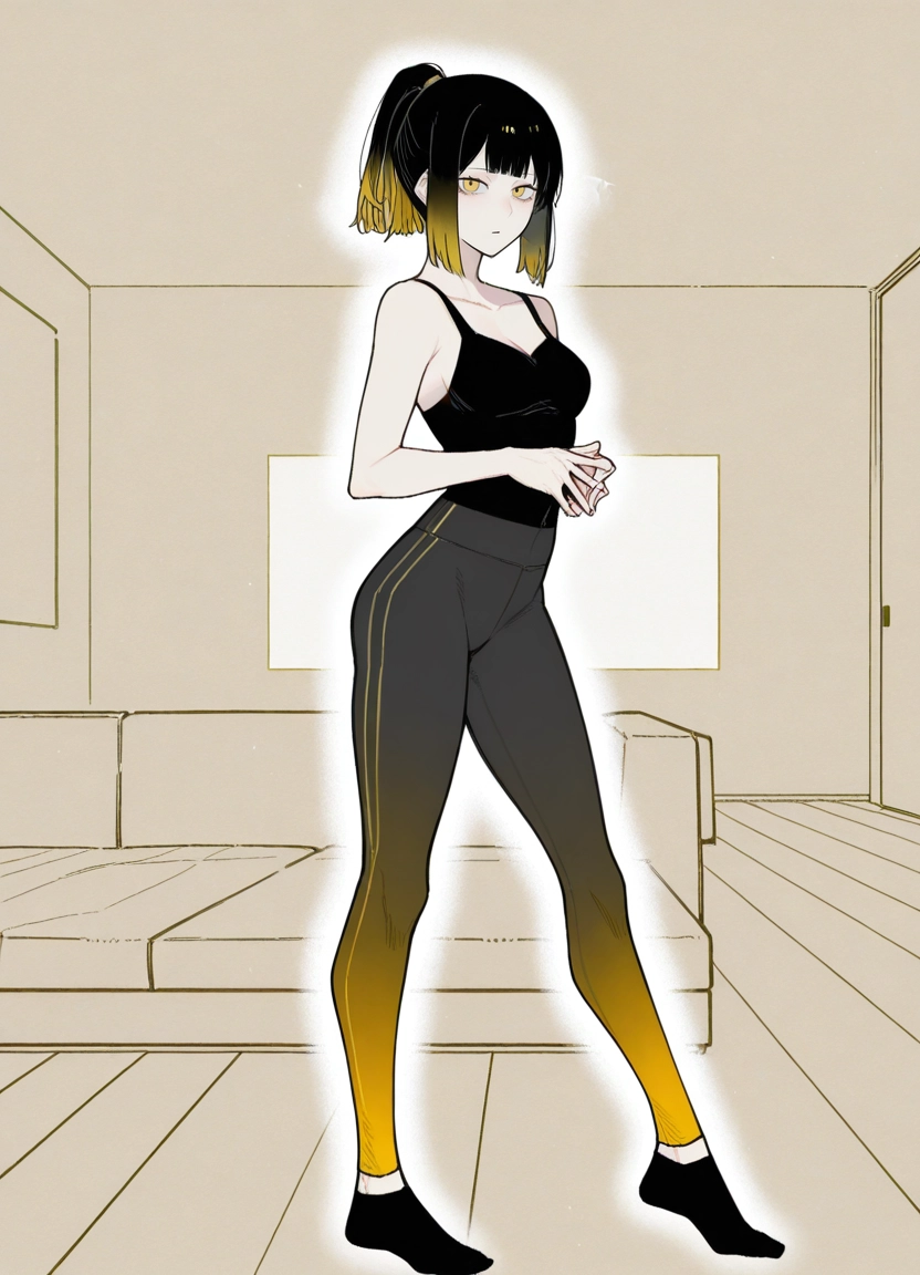 1girl, solo, multicolored hair, looking at viewer, socks, breasts · Yamete.gg