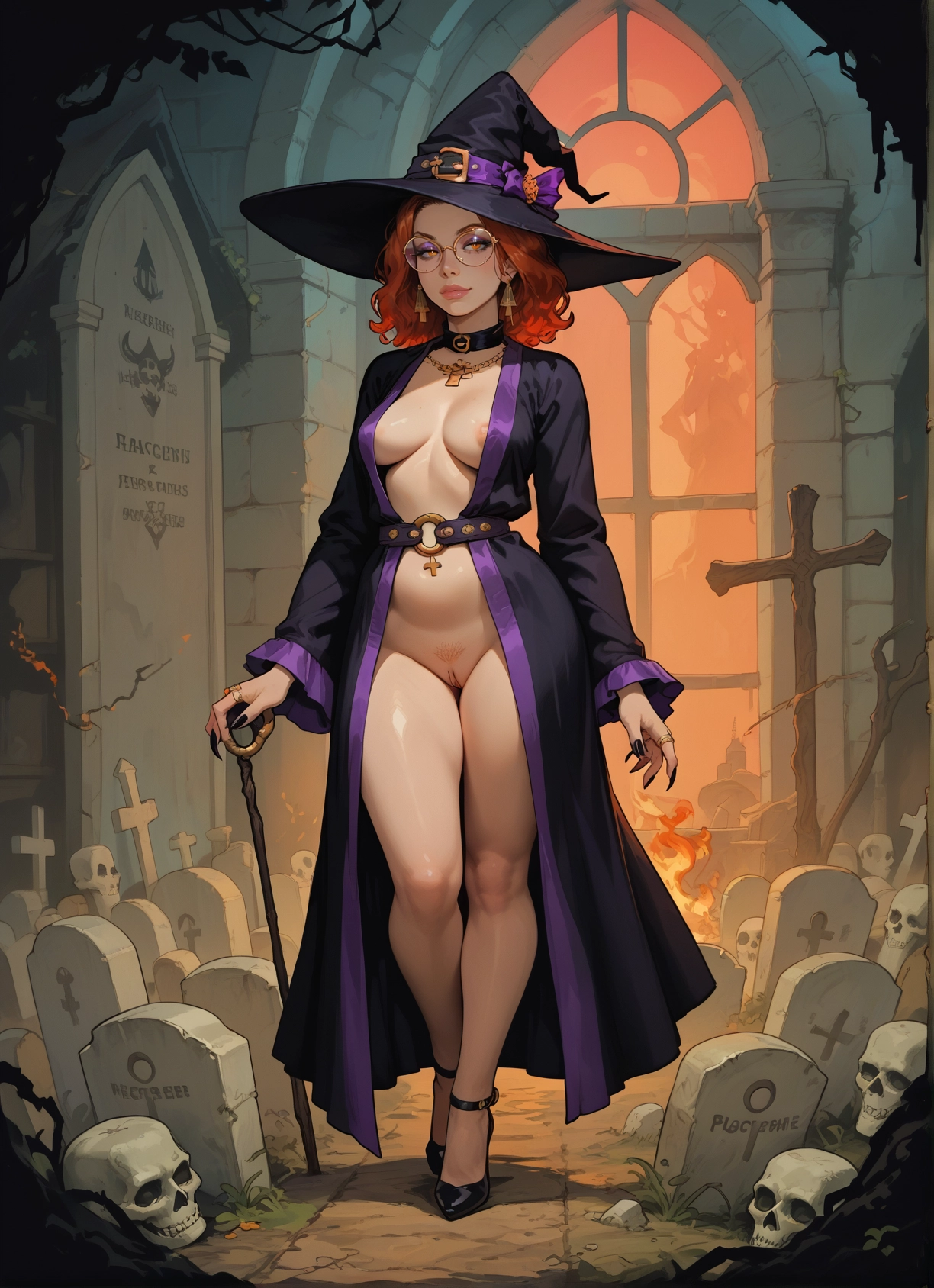hat, breasts, witch hat, pussy, 1girl, pubic hair · Yamete.gg