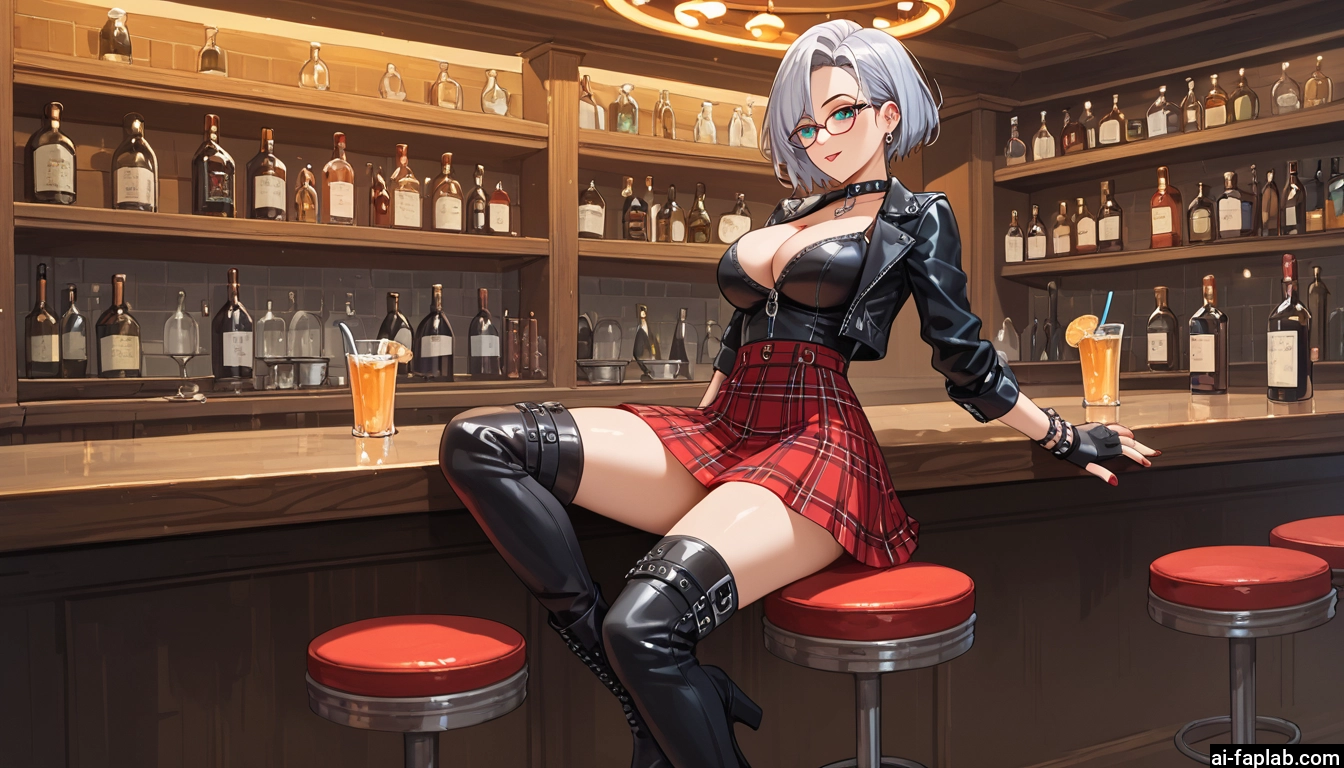 1girl, breasts, skirt, thighhighs, gloves, glasses · Yamete.gg