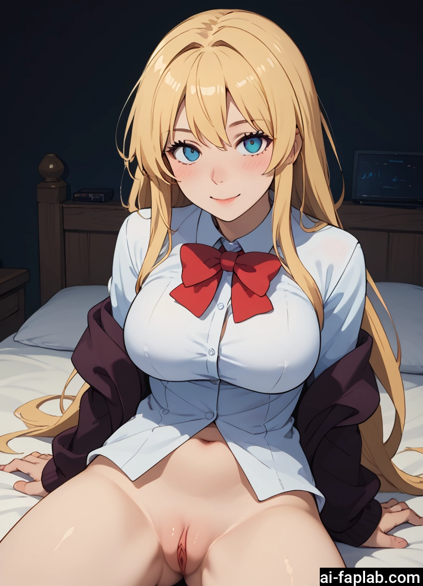 1girl, long hair, pussy, solo, breasts, blonde hair