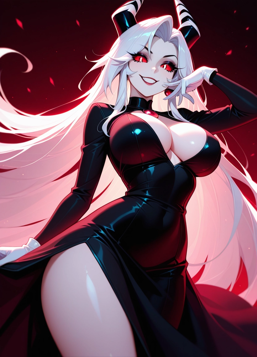 1girl, breasts, horns, smile, solo, long hair · Yamete.gg