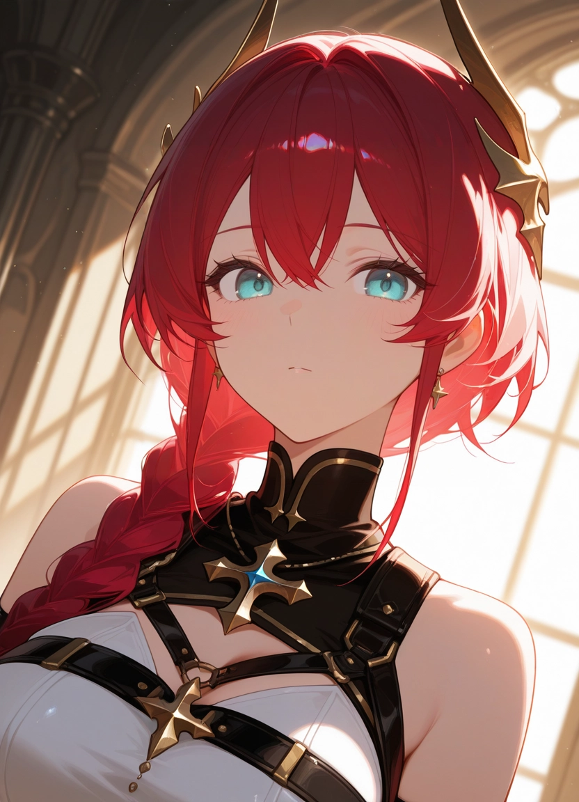 1girl, solo, red hair, braid, breasts, looking at viewer · Yamete.gg