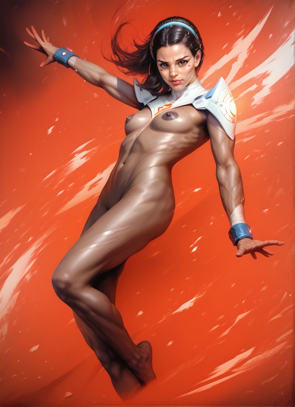 1girl, solo, breasts, pasties, navel, hairband · Yamete.gg
