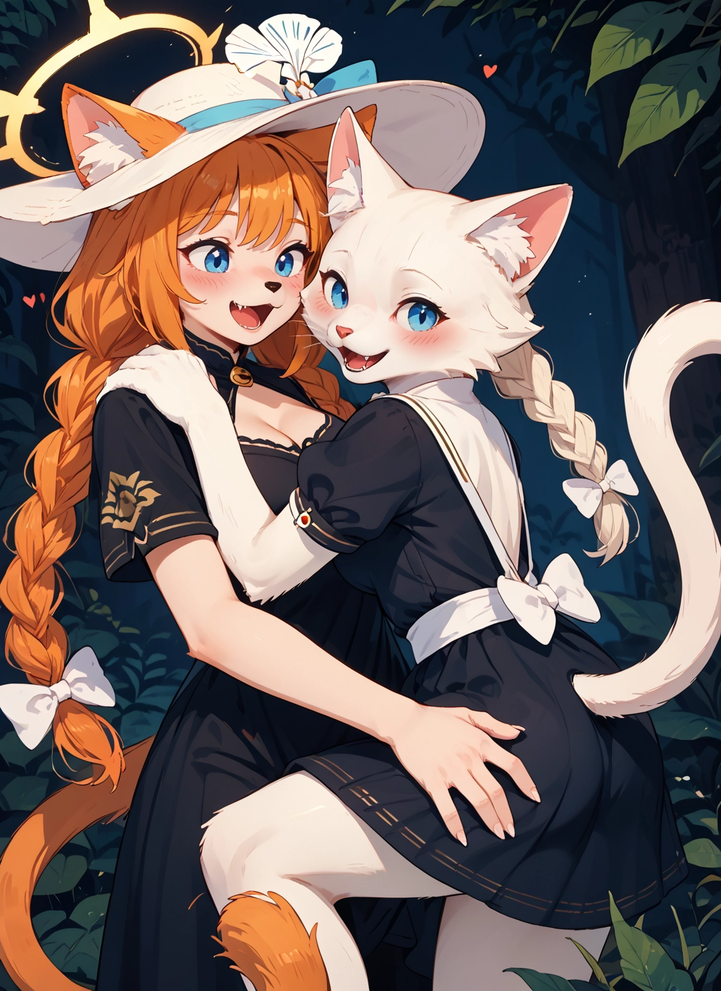 furry, animal ears, braid, hat, blue eyes, tail · Yamete.gg
