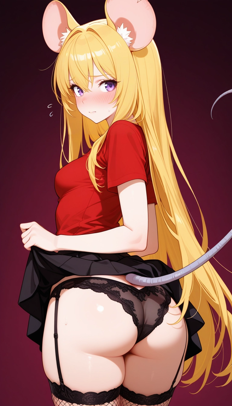 1girl, skirt, solo, animal ears, underwear, skirt lift · Yamete.gg