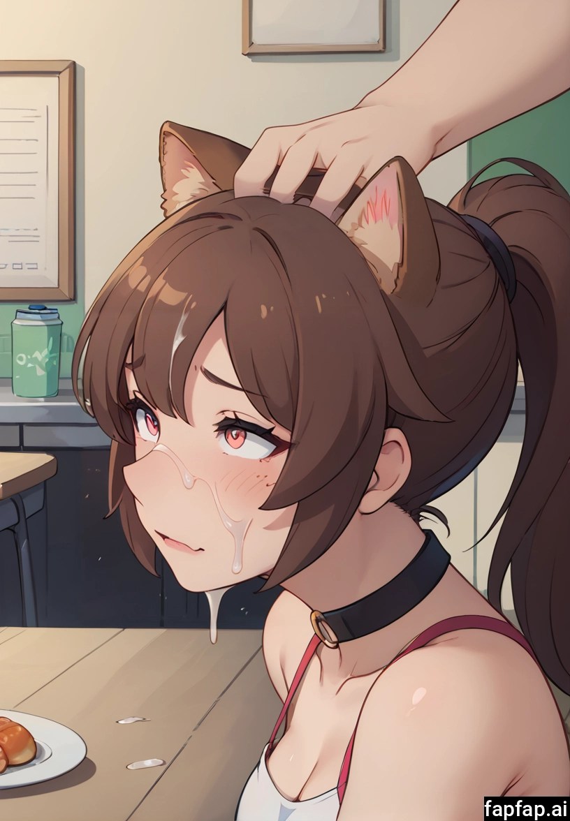 1girl, animal ears, brown hair, breasts, ponytail, mole under eye · Yamete.gg